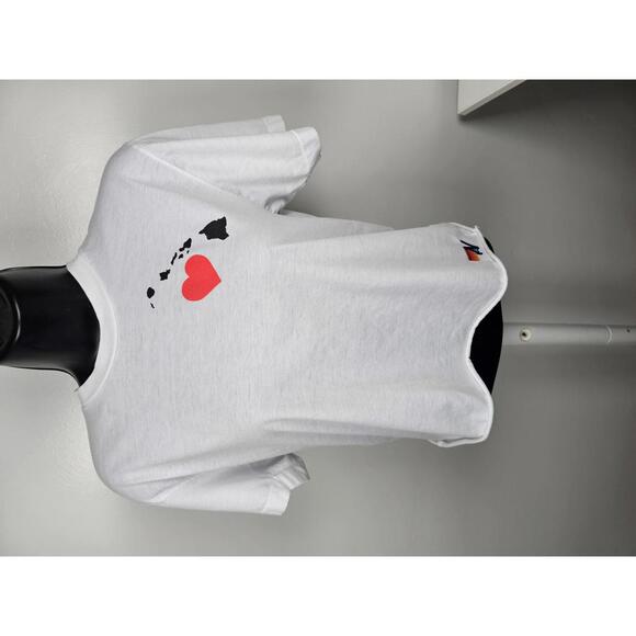 Aviator Nation Tops - Aviator Nation White Short Sleeve Tee with Red Heart and Black Hawaii Map